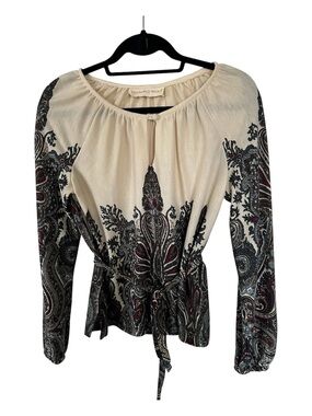 Howard Wolf Cream Paisley Tie-Waist Blouse
